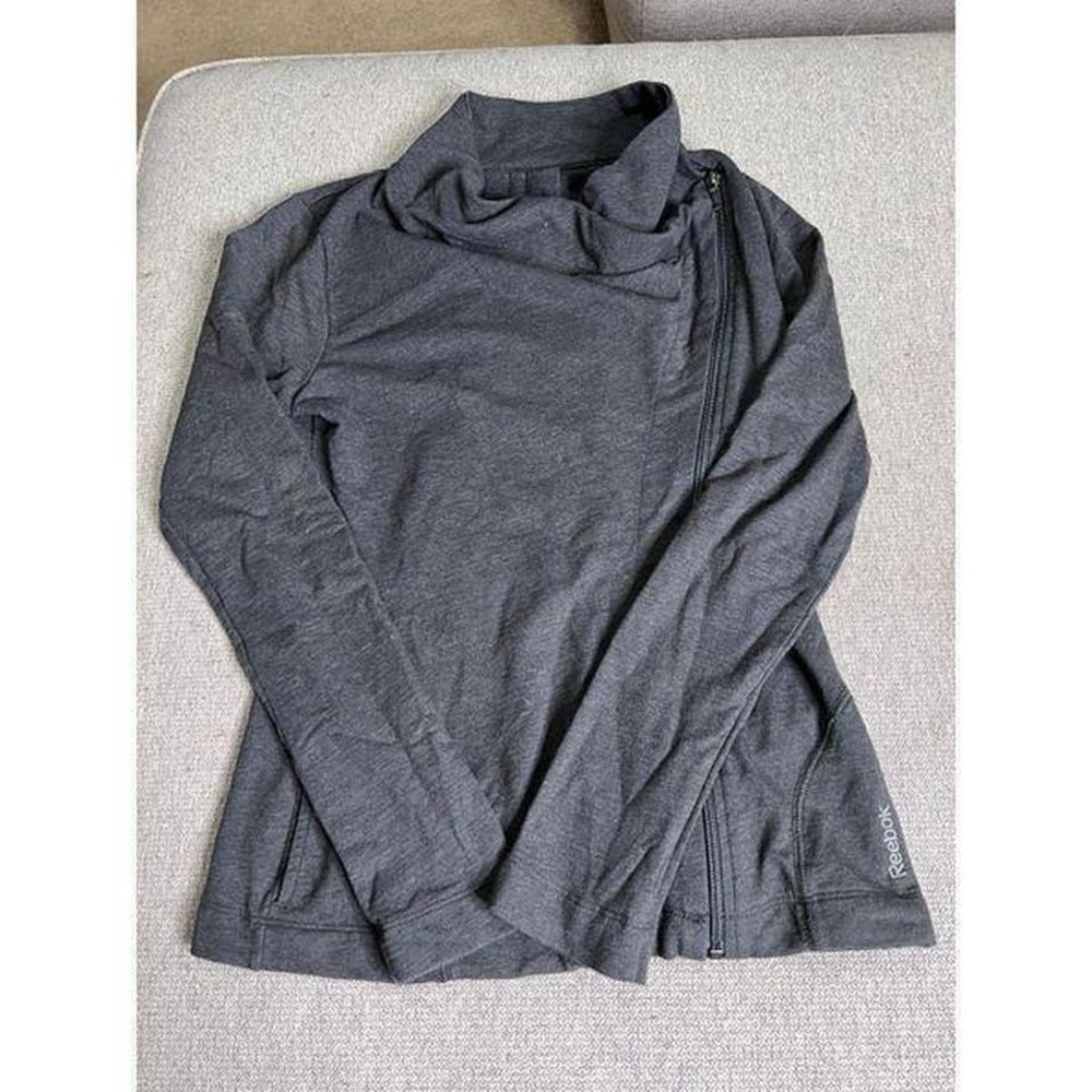 Reebok‎ Womens Asymmetrical Zip Funnel Neck Jacket Heather Gray XS